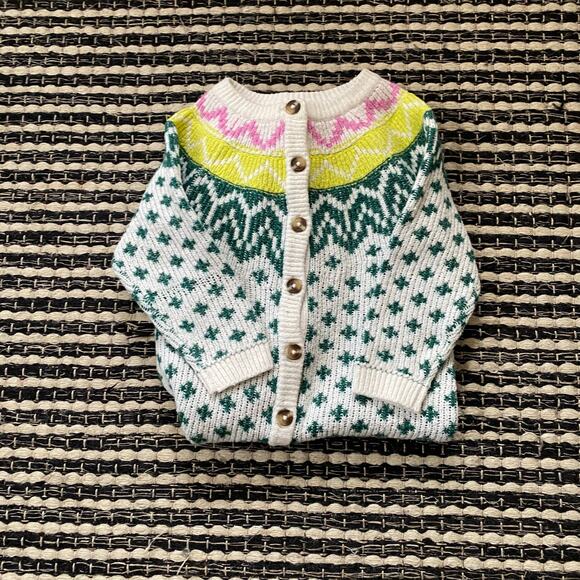 🌿Old Navy Toddler Girls One Piece Snap Knit Fair Isle  Romper 18/24M - Picture 1 of 3